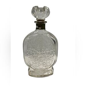 Vintage Schenley Glass Liquor Decanter: Art Nouveau Vine Design
